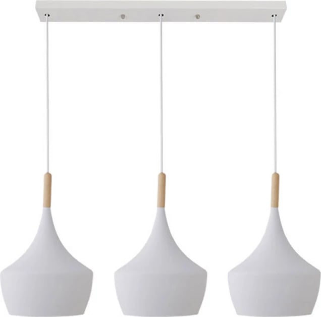 Llambë tavani me tre drita, Eracile II, metalike, e bardhë, 84x36cm