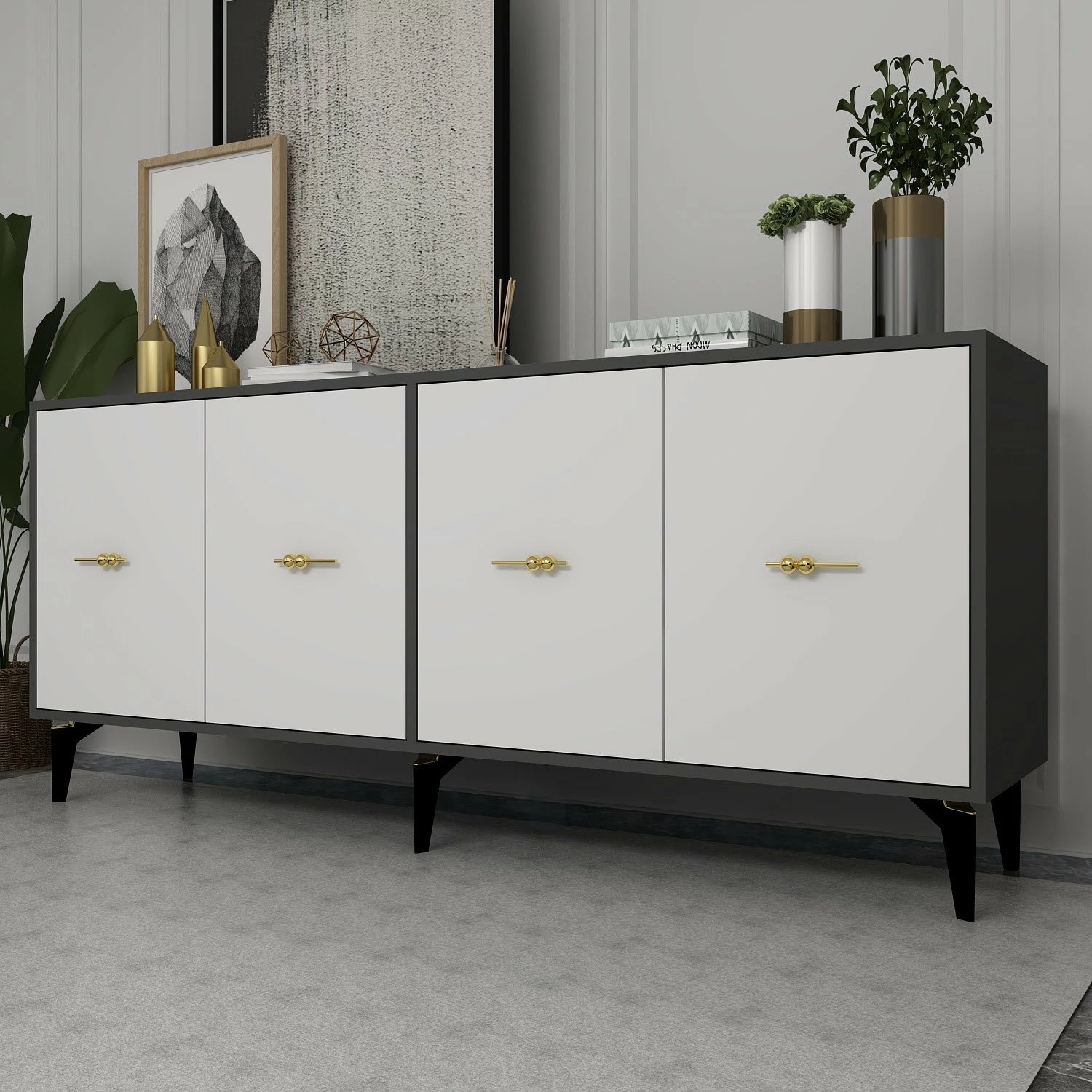 Konsol Skye Decor, sinta, antracit, e bardhë