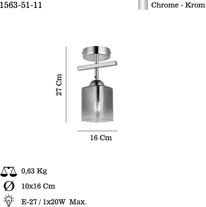 Llambë tavani Opviq, Rayo - 51-11, krom Llambë tavani Opviq, Rayo - 51-11, krom