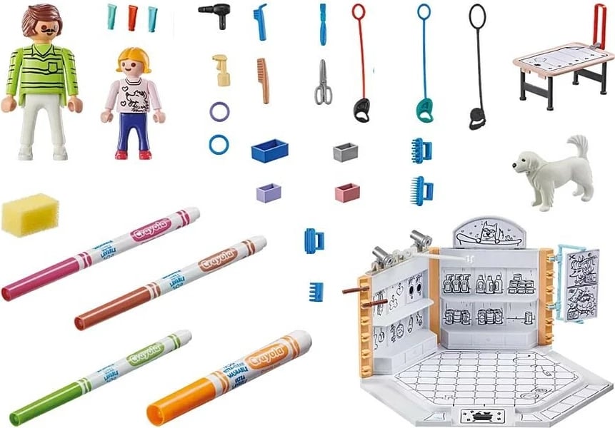 Set figurina Playmobil Color Dog Salon 71514 me mjete ngjyrosjeje, 61 pjesë