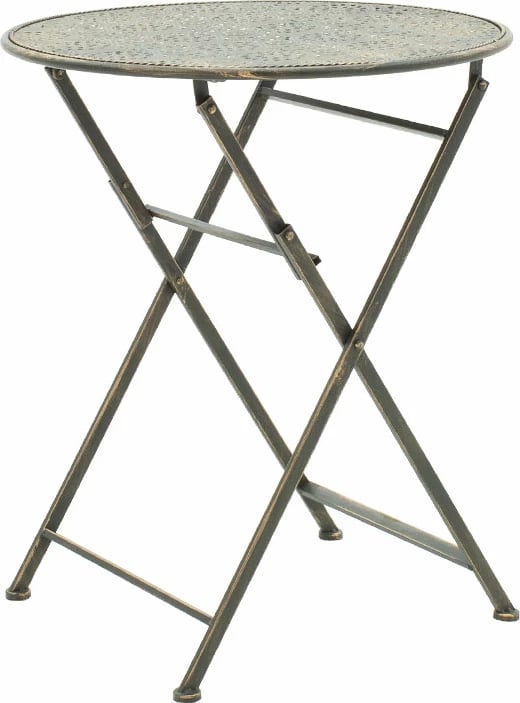 Set tavoline me karrige Drill 3 copë, ngjyrë bakri antike, metal