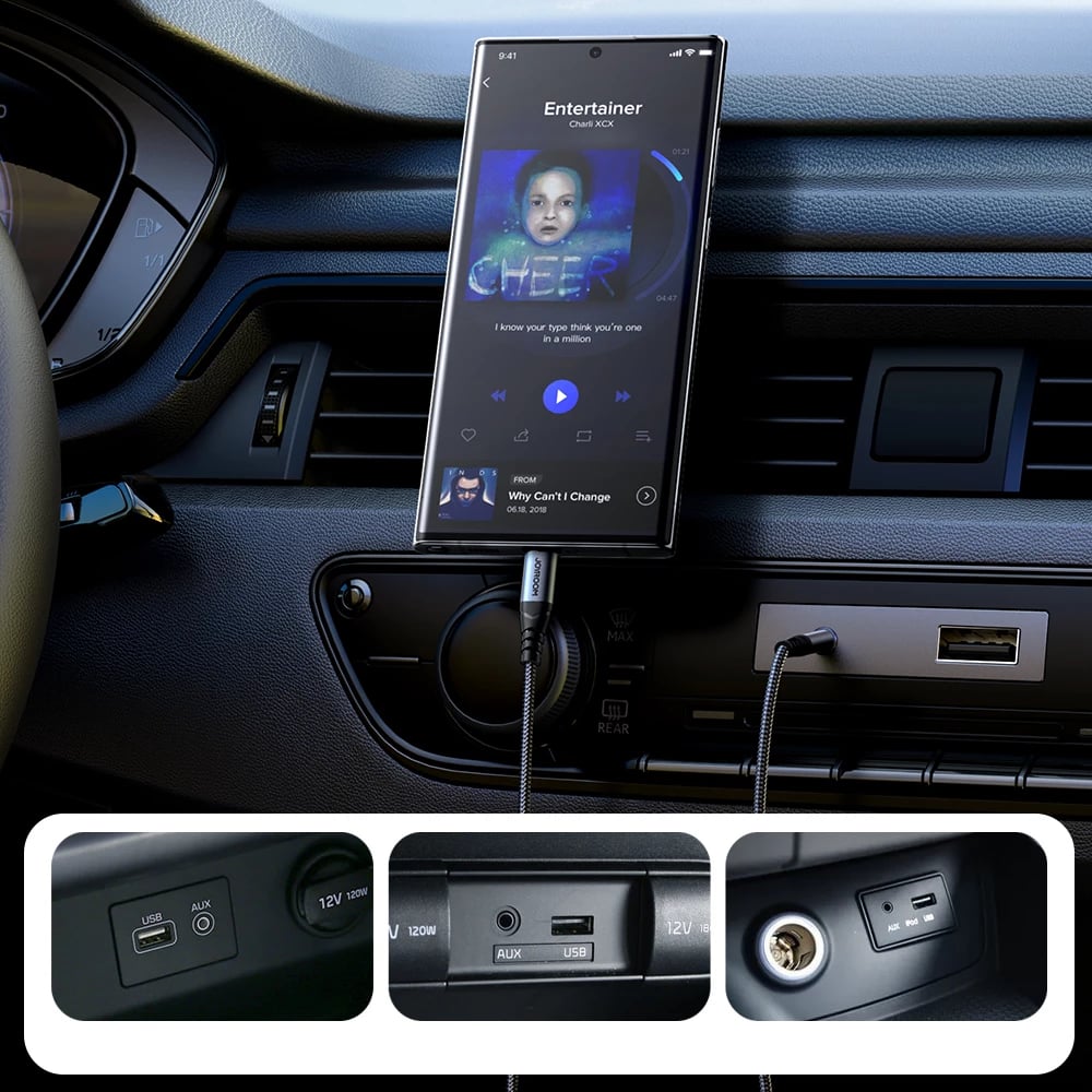 Kabllo audio, Joyroom, SY-A07 Audio Transfer Series, 3.5 mm mini jack në USB-C 1.2 m, e zezë