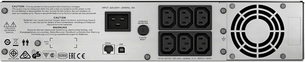 UPS APC Smart-UPS C SMC2000I-2U, 2000 VA, montim në rack, e zezë