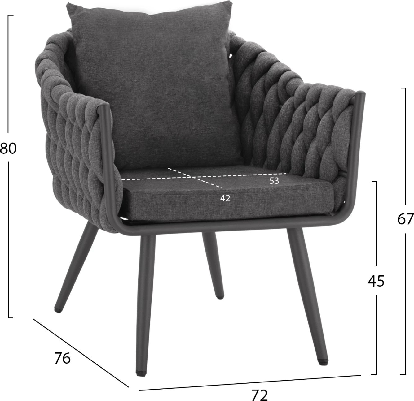 Set salloni 4 pjesë kornizë metalike dhe thurje gri FH5712
