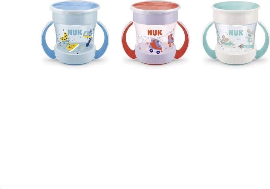 Gotë trajnimi foshnje, NUK, Mini Magic 360°, 160 ml, me kapak, pa BPA, 6m+, e kuqe