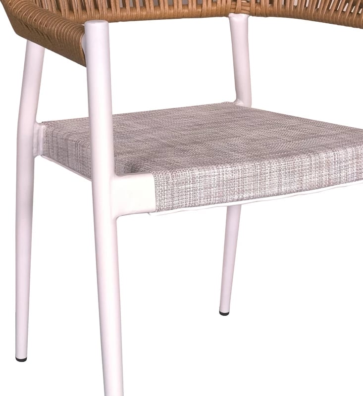 Set tavoline me dy karrige për terasë, Kliton - Elation, alumin, ngjyrë e bardhë-natyrale, 80x80x74cm