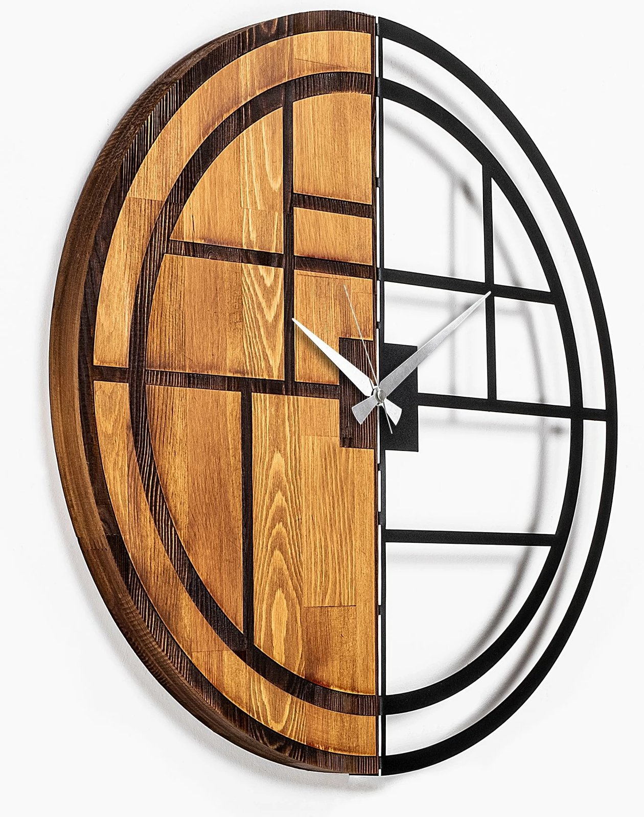 Orë muri dekorative prej druri, Wallity, ngjyrë arre dhe e zezë