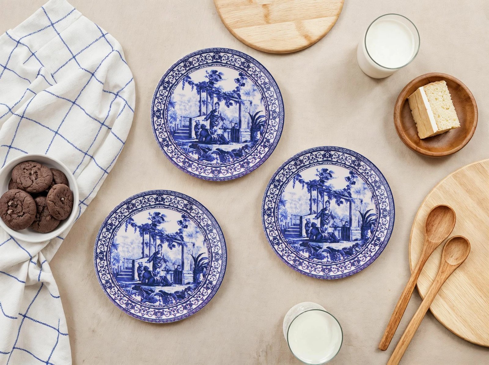 Set pjatash ëmbëlsirash (6 copë), Hermia Concept, ngjyrë blu antike