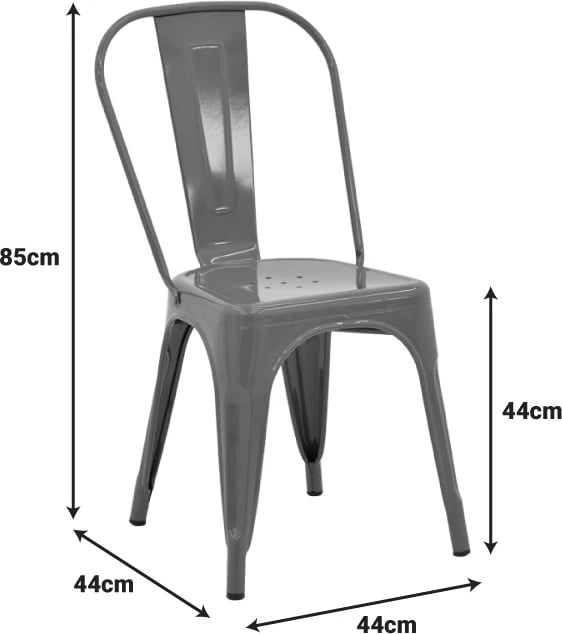 Karrige Utopia metalike, ngjyrë antraciti, 44x44x85cm