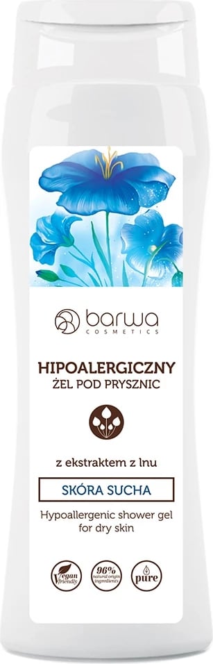 Xhel dushi Barwa Hypoallergenic për lëkurë të thatë me ekstrakt liri 400ml