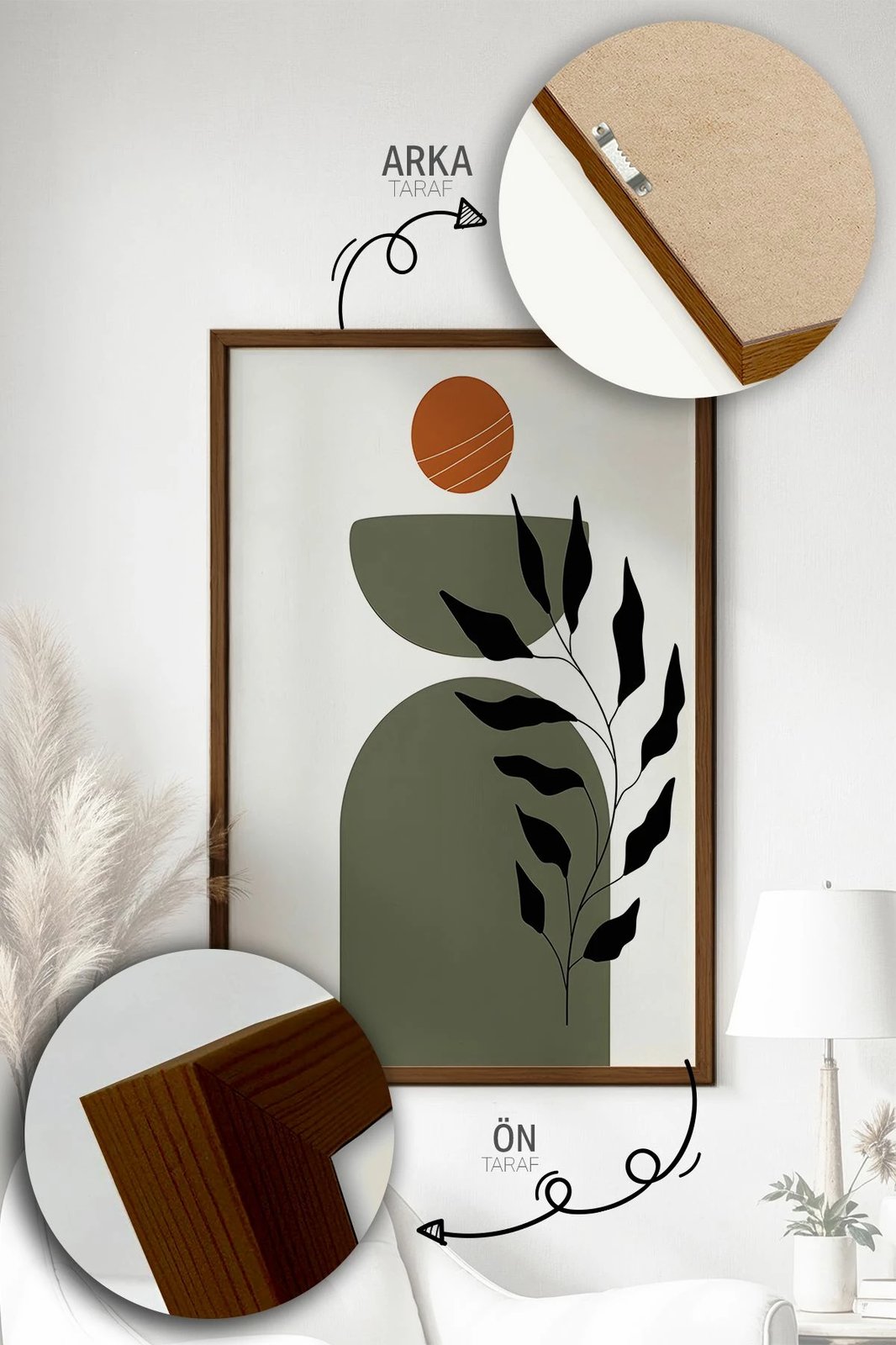 Set pikturash dekorative me kornizë (3 copë), Wallity, Artvmodel6-Kahve