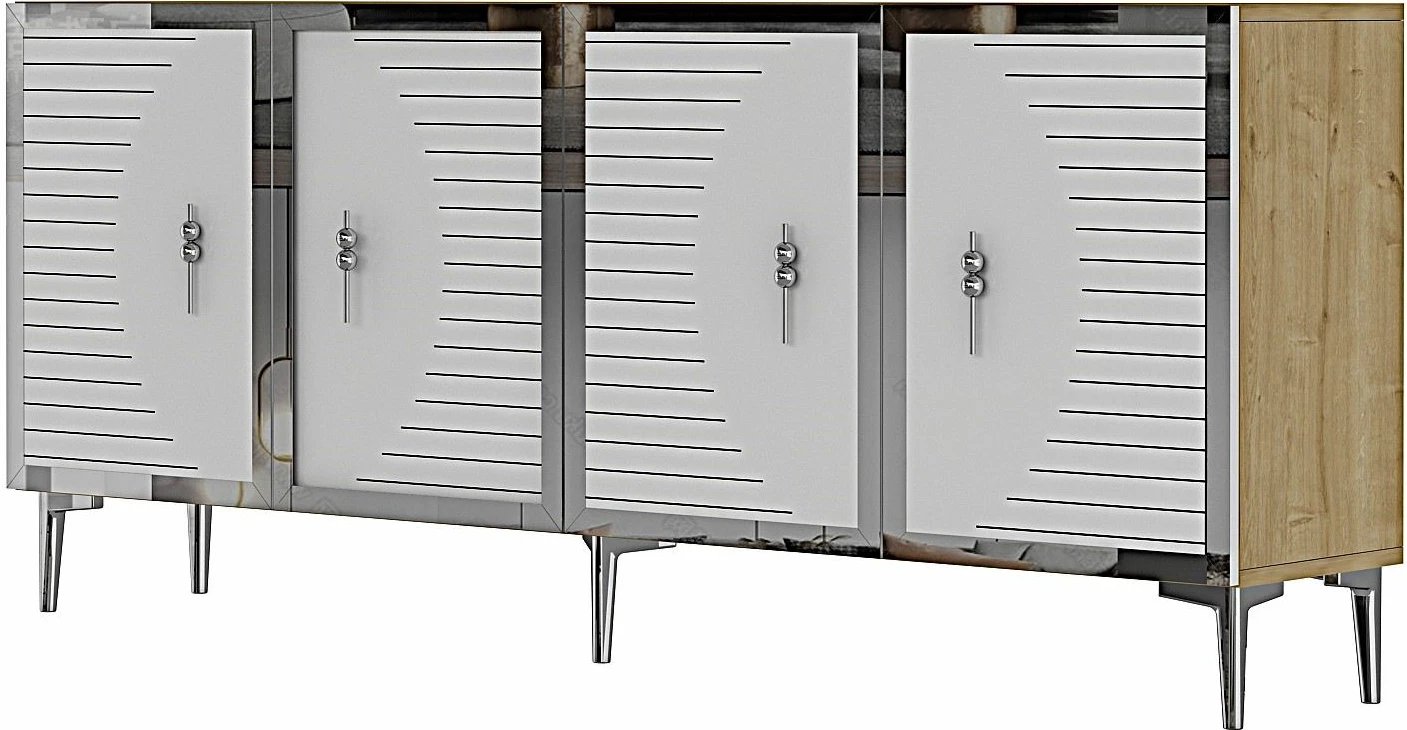 Konsol Skye Decor, Tuna 180, ngjyrë lis safir, e bardhë, argjend