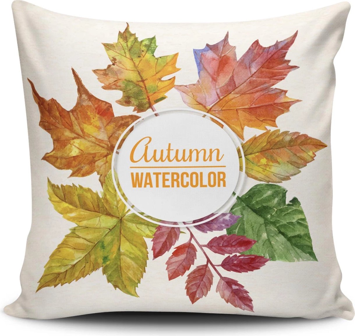 Jastëk dekorativ, dizajn me gjethe vjeshte, NKRLNT-362, 43x43cm