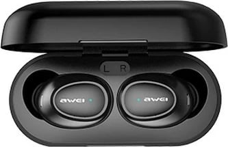 Kufje AWEI T16 TWS, Bluetooth 5.0, me stacion karikimi, të zeza