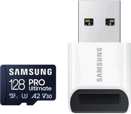 Kartelë memorie microSD Samsung Pro Ultimate MB-MY128SB/WW, 128GB me lexues USB
