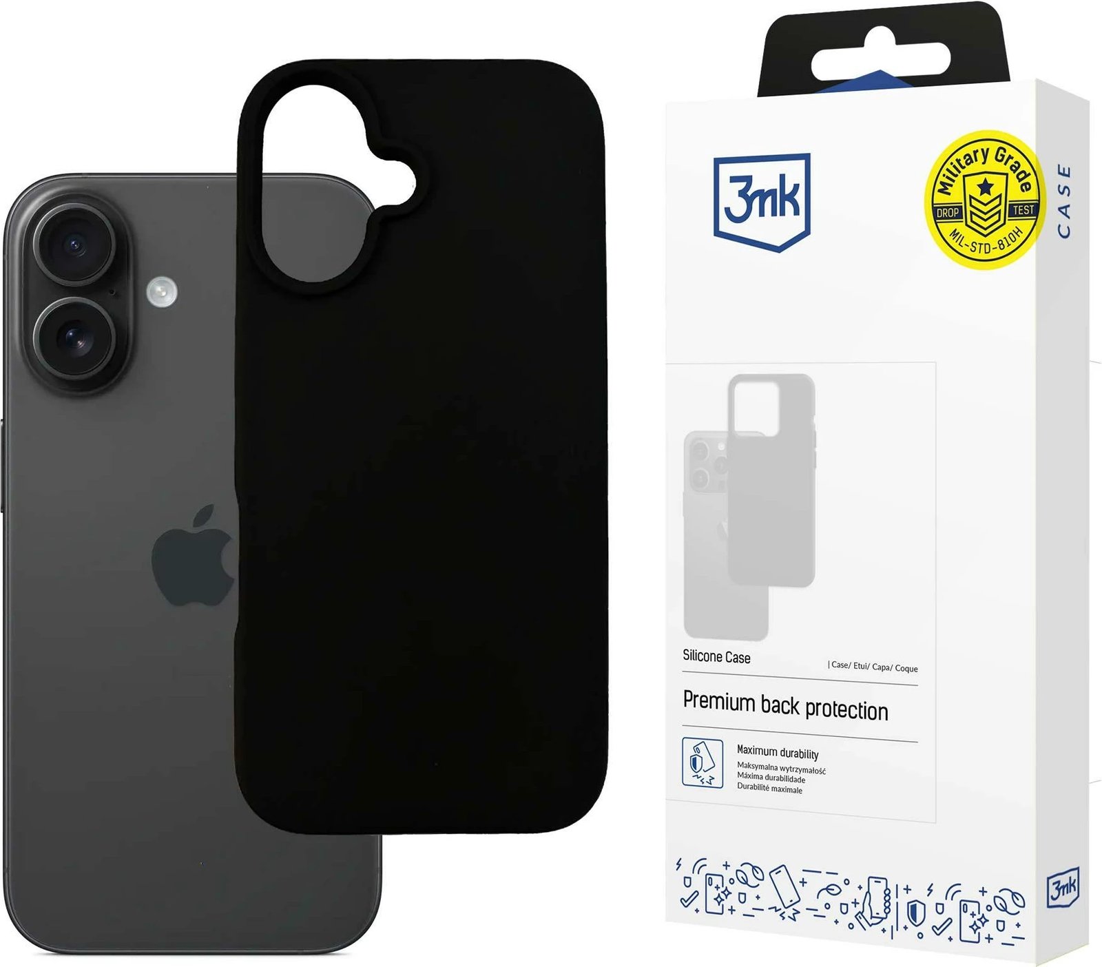 Mbështjellës silikon për celular 3mk Protection, për iPhone 16, i zi