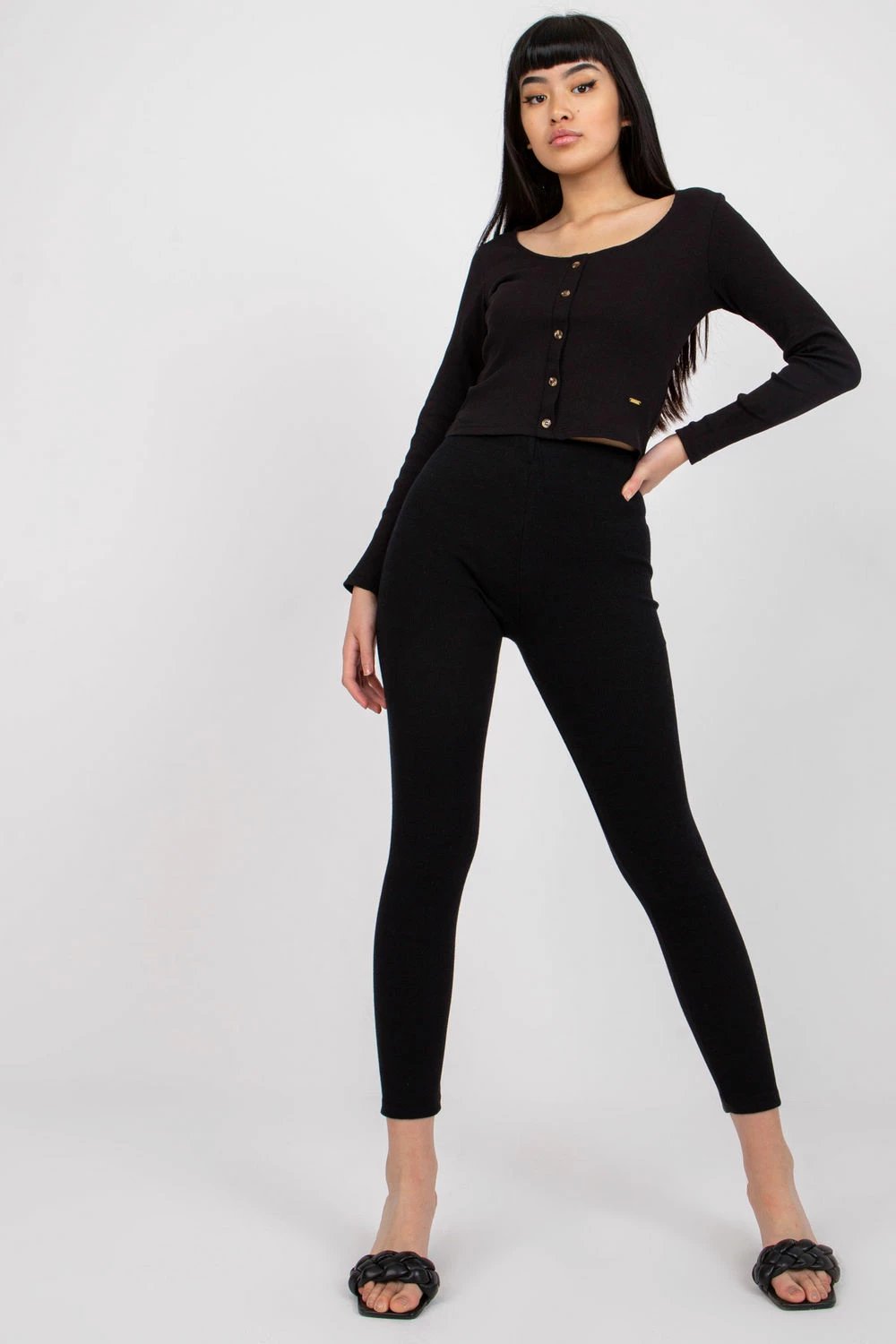 Leggings për femra Rue Paris 180888, të zeza