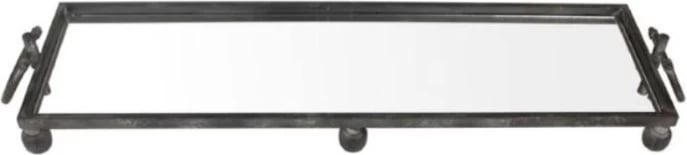 Tabaka dekorative Lorry, metal i zi, pasqyrë, 93x26x11 cm