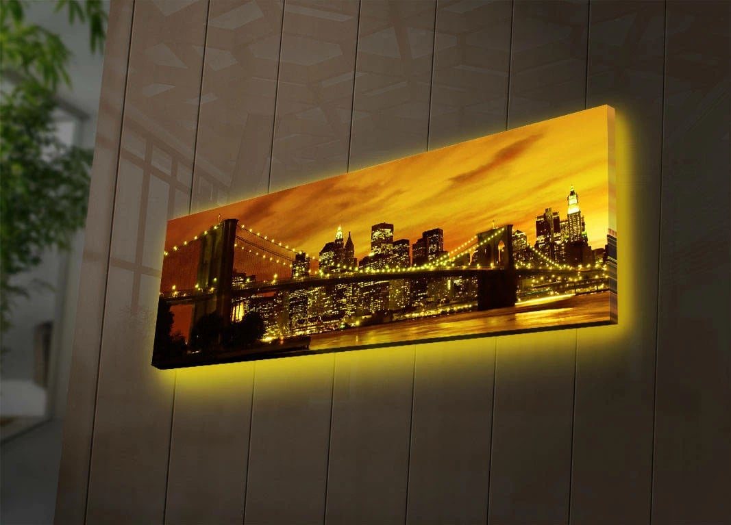 Pikturë dekorative në kanavacë me drita LED, shumëngjyrëshe, 30x90cm, 3090DACT-3