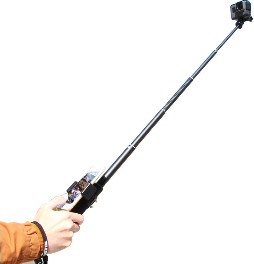 Shkop selfie Telesin GP-MNP-090-D me tripod, për kamera sportive dhe telefon, i zi