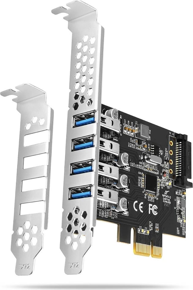 Kartë zgjerimi AXAGON PCEU-43RS, 4x USB 3.2 Gen 1, PCIe, Renesas, me furnizim SATA