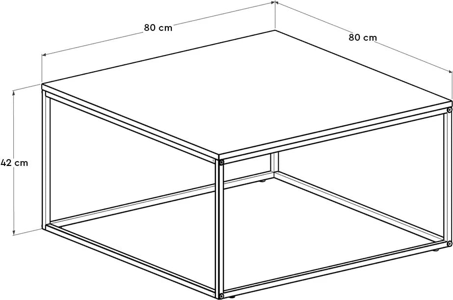 Tavolinë e ulët Hanah Home, Shp-980-Qq-1, ngjyrë e zezë dhe mermeri