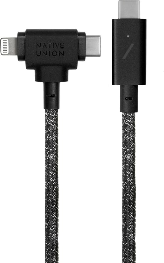 Kabllo USB Native Union Belt Cable Duo Pro, 1.5m, USB-C në USB-C/Lightning, Zi