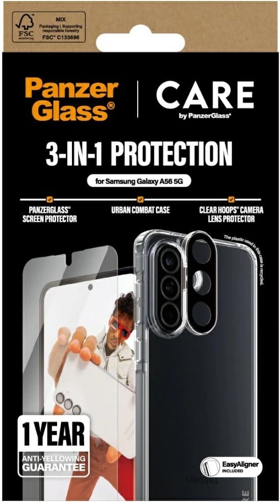 Mbështjellës PanzerGlass CARE Flagship 3in1 për Samsung Galaxy A56 5G, transparent