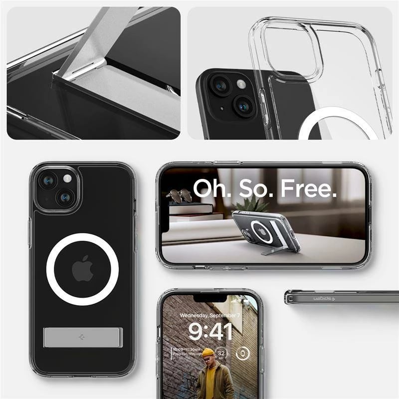 Mbështjellës Spigen Ultra Hybrid S MagSafe për iPhone 15 Plus, Transparent