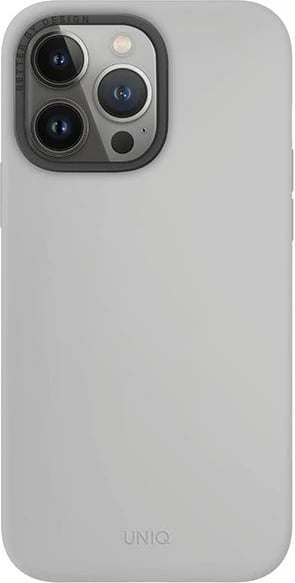 Mbështjellës UNIQ Lino Hue Magclick për iPhone 15 Pro Max, silikon, MagSafe, gri e çelët