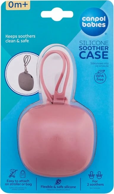 Kutia për biberon Canpol babies Silicone Soother Case për fëmijë rozë 1 copë