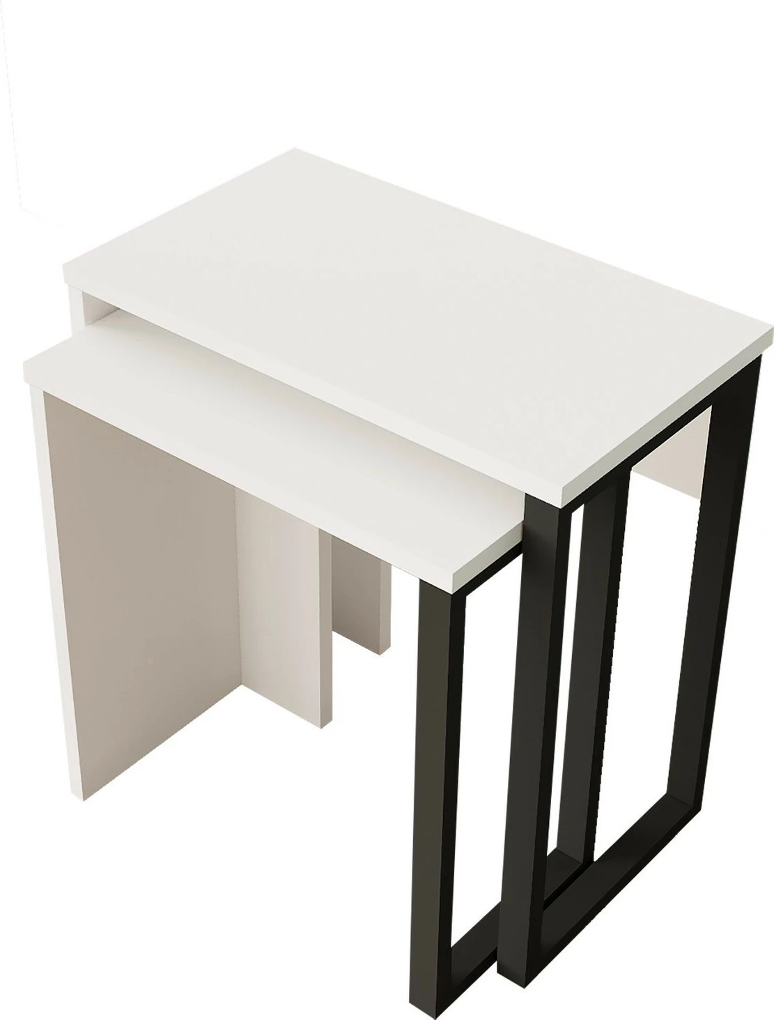 Tavolina ndihmëse të vendosshme (2 copë), ngjyrë e bardhë, Skye Decor, On7-W