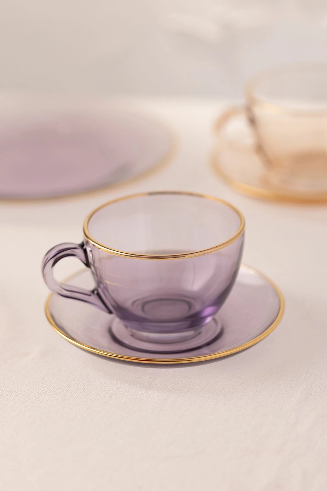 Set filxhanash çaji (4 copë), Hermia Concept, Five O'Clock, ngjyrë vjollcë