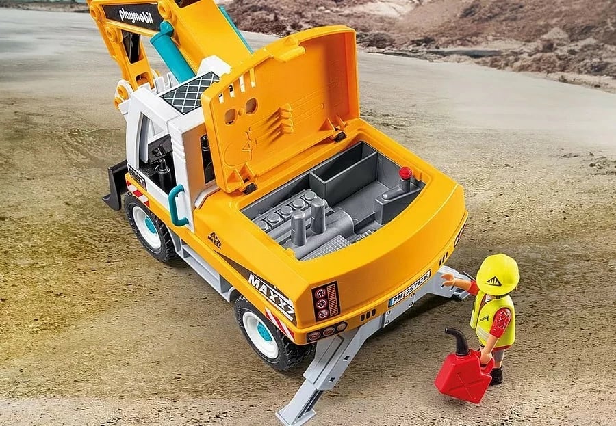 Set lodrash Playmobil Action Heroes 71749, ekskavator i madh me figurë dhe aksesorë, 32 pjesë