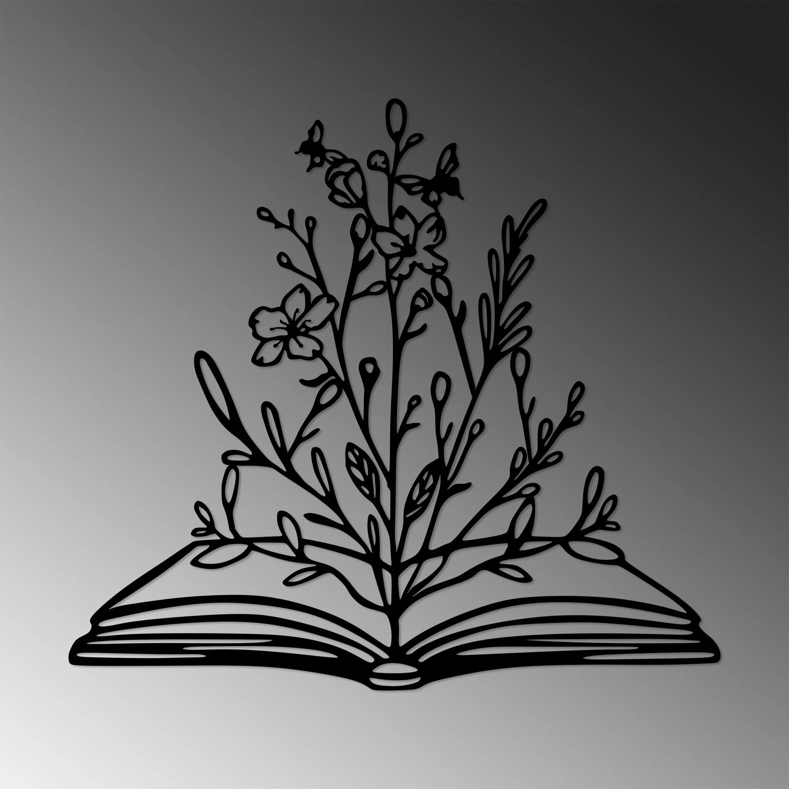 Aksesor dekorativ metalik për mur, lule në libër, Wallity