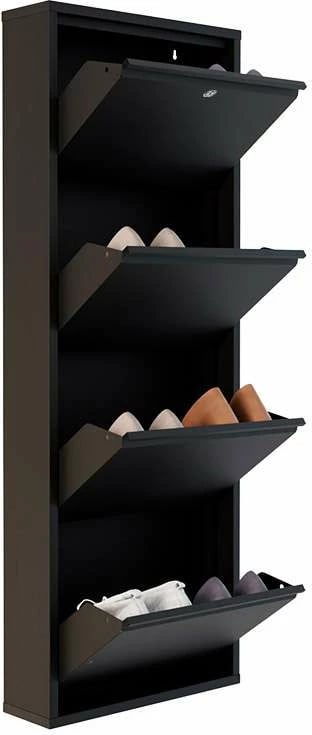 Dollap për këpucë, metalik, 4 pjesë, ngjyrë e zezë, Skye Decor
