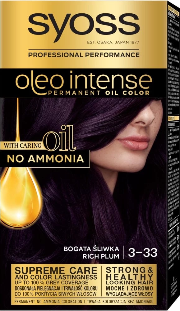 Ngjyrë për flokë Syoss Oleo Intense 3-33 Rich Plum për femra, 1 copë