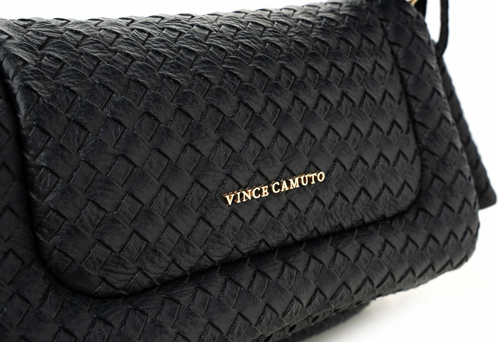 Çantë krahu Vince Camuto Genoa, lëkurë polivinili, teksturë e zezë