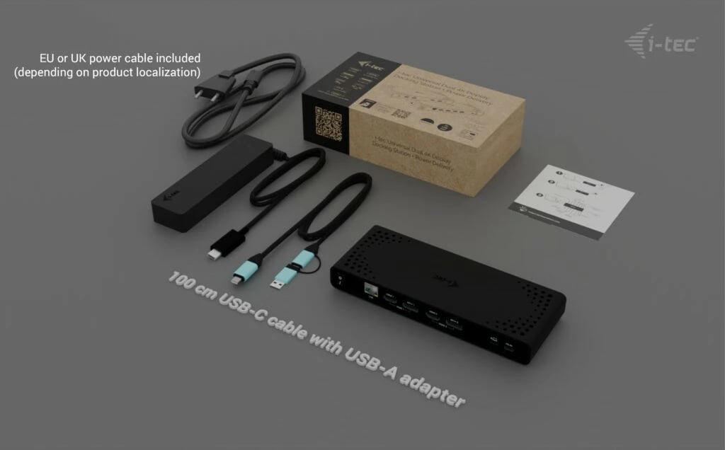 Dok universal I-Tec UNIVERSAL DUAL 4K DOCK PD, lidhje të shumëfishta, Power Delivery, e zezë