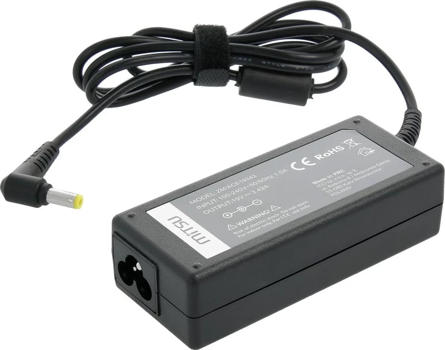 Karikues laptopi Mitsu ZM/ACE19342, 65W, 19V 3.42A, për Acer/Packard Bell, i zi
