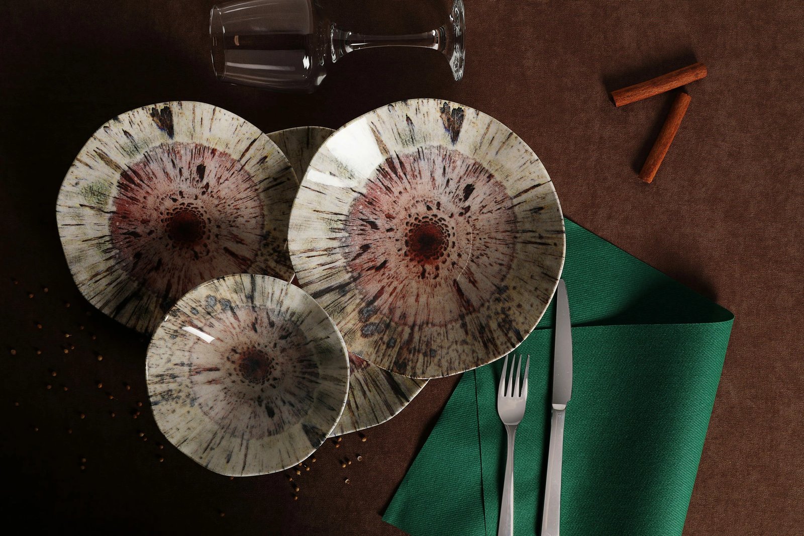 Set enësh për drekë, porcelan, shumëngjyrësh, 24 copë, Hermia, GBSNES24Y41001159