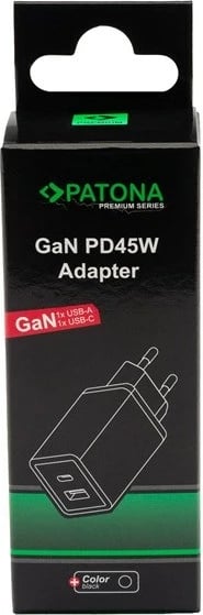 Karikues PATONA Premium GaN PD45W, 1xUSB-C 1xUSB-A, i zi