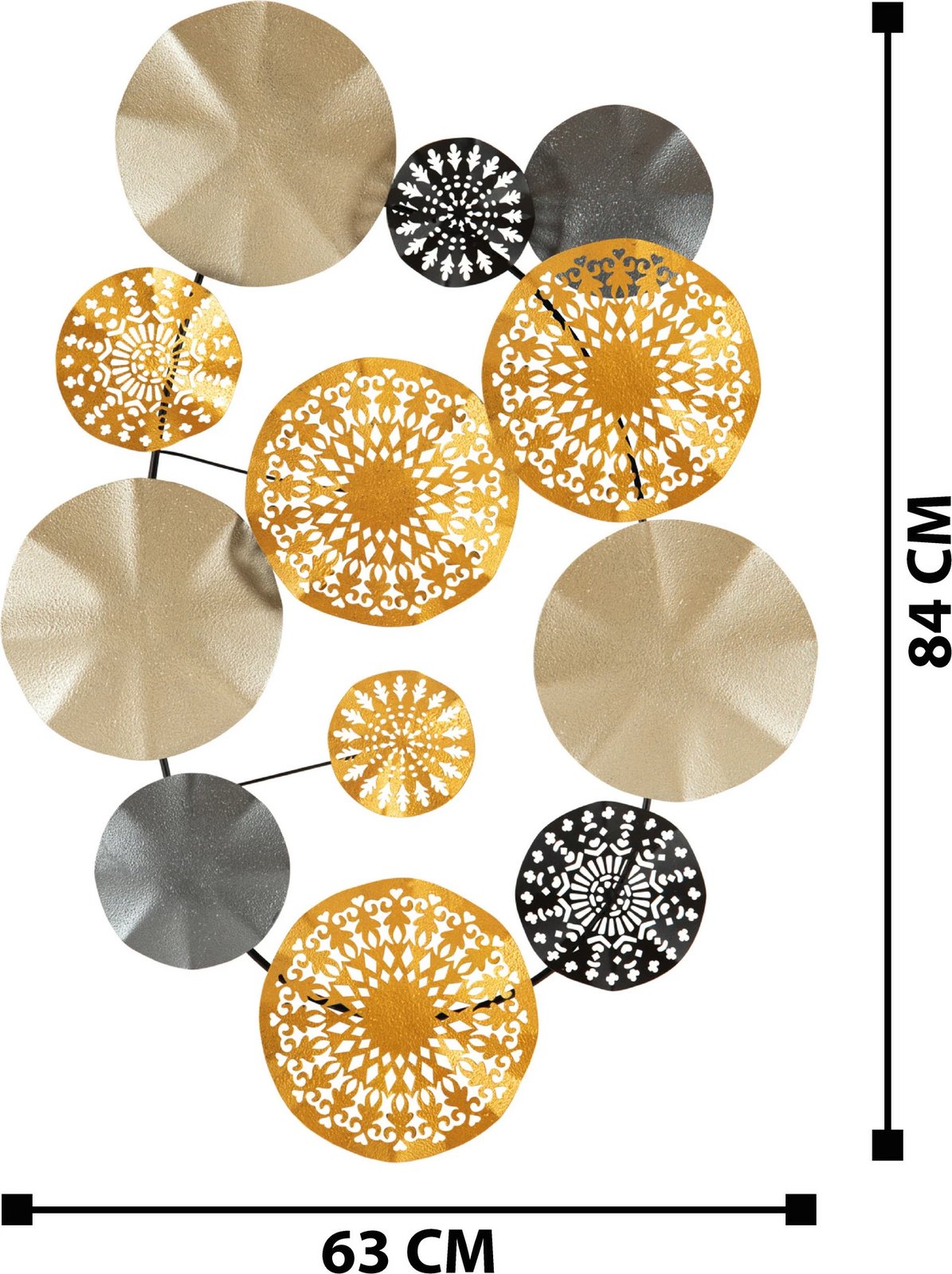 Aksesor dekorativ metalik për mur, Wallity, ngjyrë ari, CH109-1