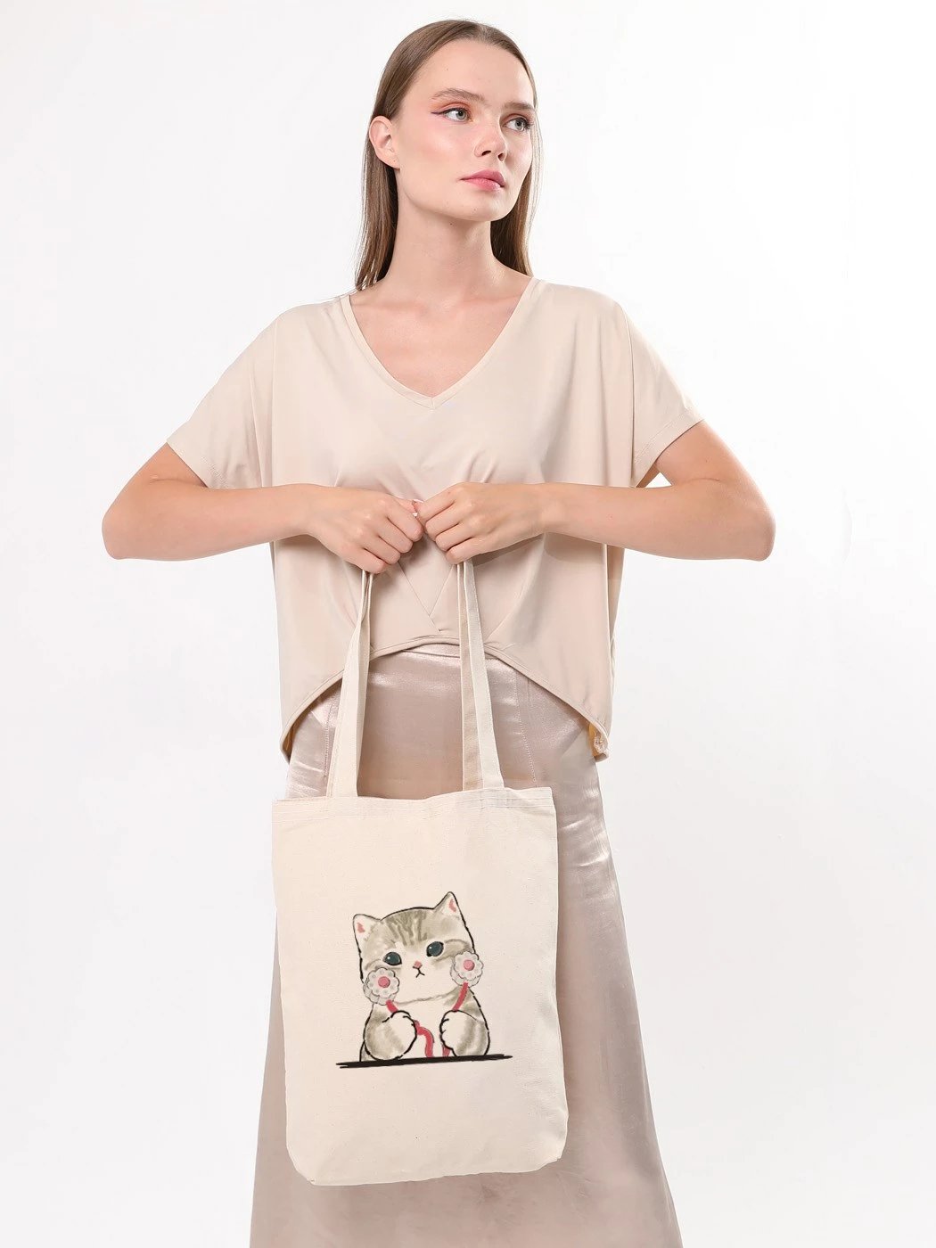 Qese tote Zoozie Bags, krem, 1613