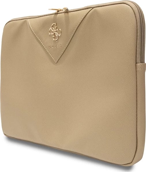 Mbështjellës laptopi Guess ZIP Leather Triangle, 14 inç, lëkurë ekologjike, ari