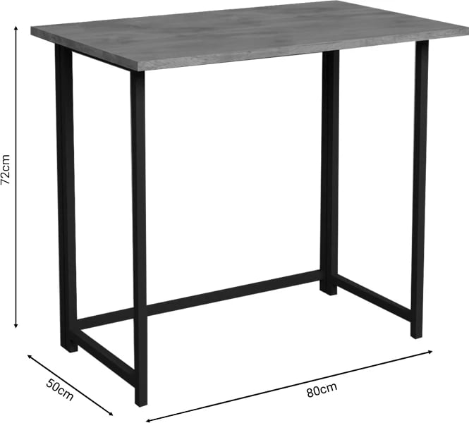 Tavolinë zyre e palosshme Thox, ngjyrë lisi-melaminë e zezë, 80x50x72cm