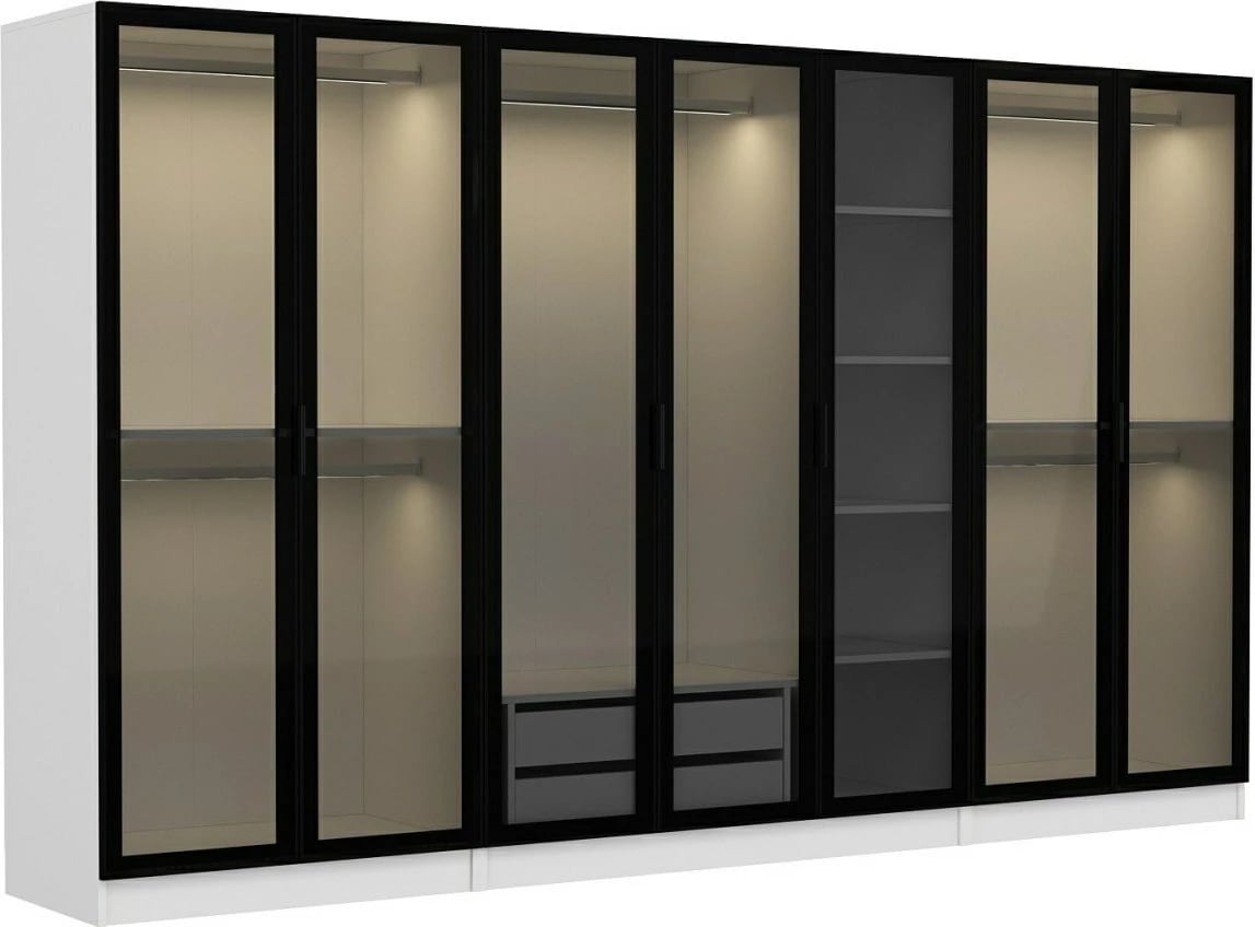 Dollap Skye Decor, i bardhë e zi, 315x190x52cm