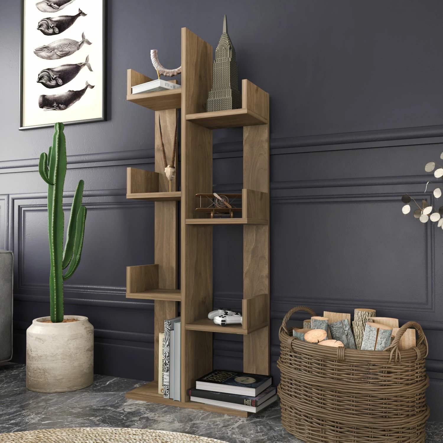 Raft librash Hanah Home, Luisa, ngjyrë arre