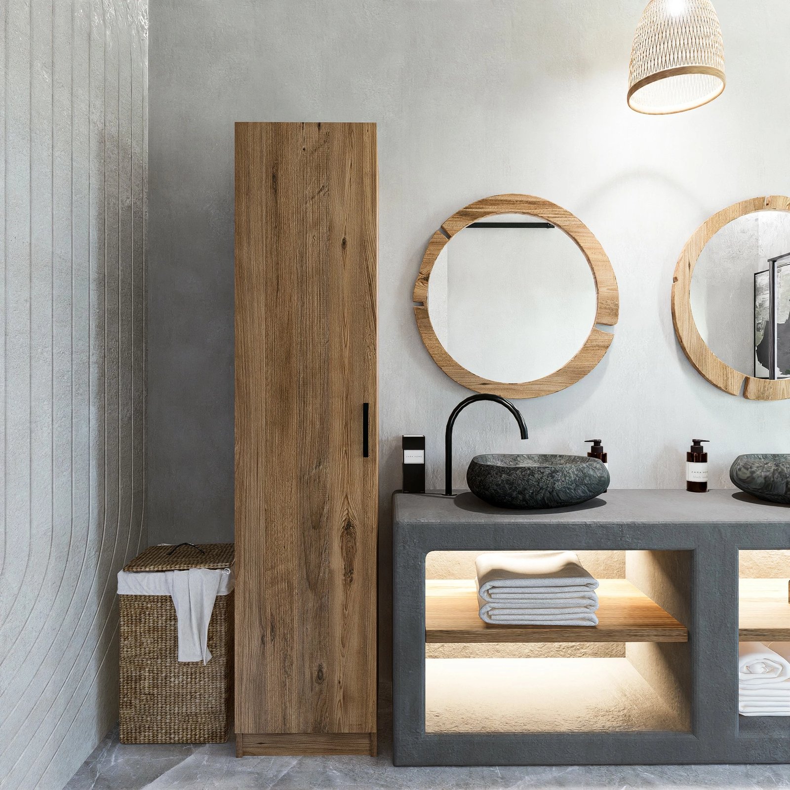 Dollap me një derë, ngjyrë arre, Skye Decor, Yaman