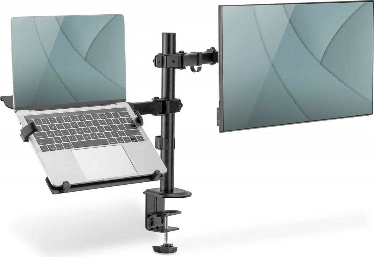 Mbajtës tavoline Digitus DA-90436 për monitor 32" dhe laptop 15.6", i zi, me kapëse